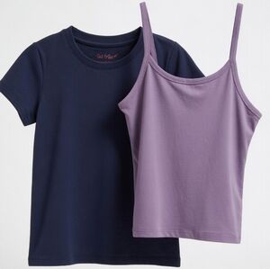 NWT Bundle Of Girl Sz 7 Navy Tee and Purple Camisole
